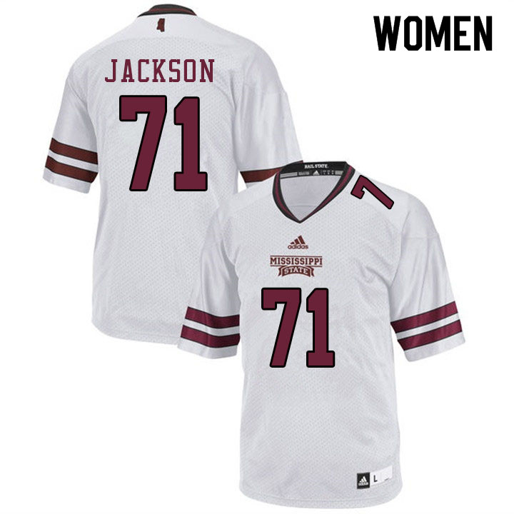 Women #71 James Jackson Mississippi State Bulldogs College Football Jerseys Sale-White - Click Image to Close